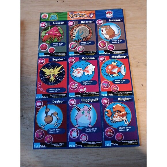 Other - Pokemon Master Trainer Burger King Uncut Sheet #10